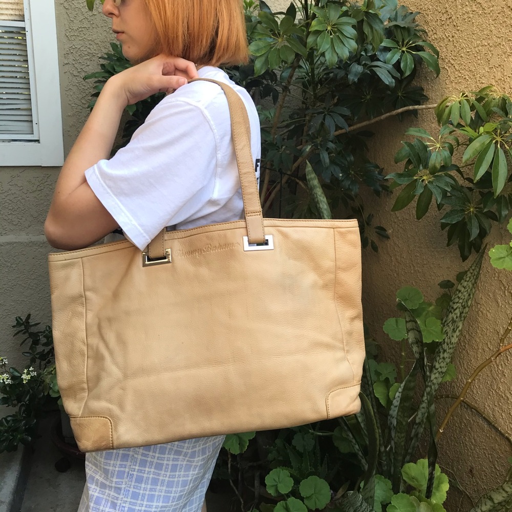 Vintage cream Tommy Bahama pebbled leather super large bag